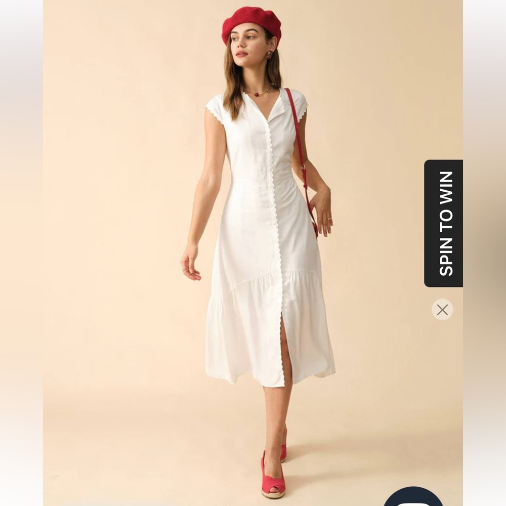 New W/O Tags Rihoas The Solid Color Lapel Midi Dress